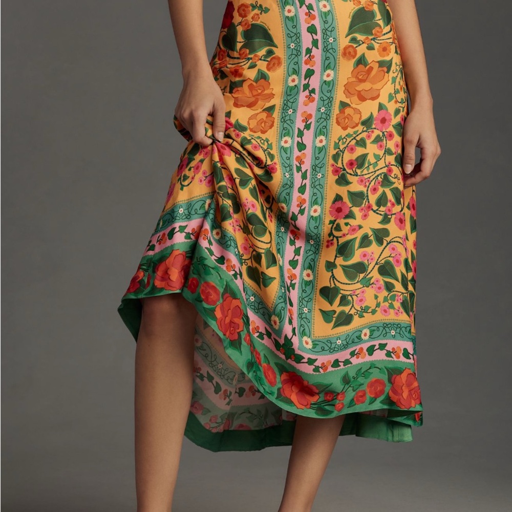 Farm Rio Heart Ivy Scarf Midi Skirt